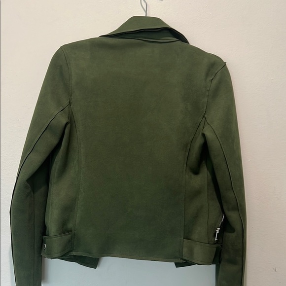 Green Women's Moto Jacket Zipper Pockets Size XS - Picture 7 of 8